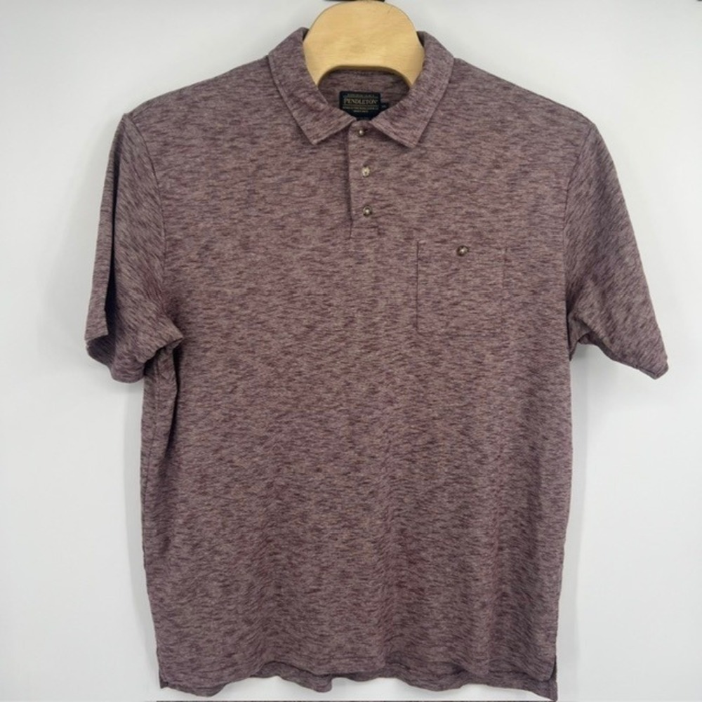 Pendleton Men's Space Dye Cotton Mauve Purple SS Polo Shirt with Pocket Size XXL